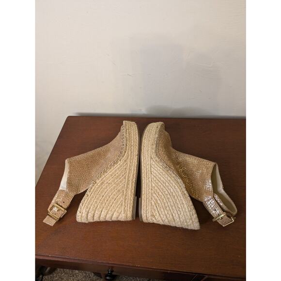 Kenneth Cole Women's Shoes Espadrilles Sparkly Gold Open Toe Size 7.5 Wedge. - Picture 5 of 8
